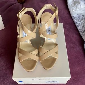 Jimmy Choo Patent Leather Nude Sandals